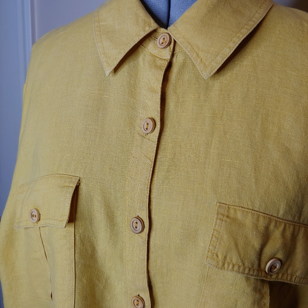 David Dart Collection Gold Linen Buttondown Tunic… - image 6